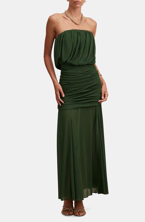 Bandeau Draped Maxi Dress