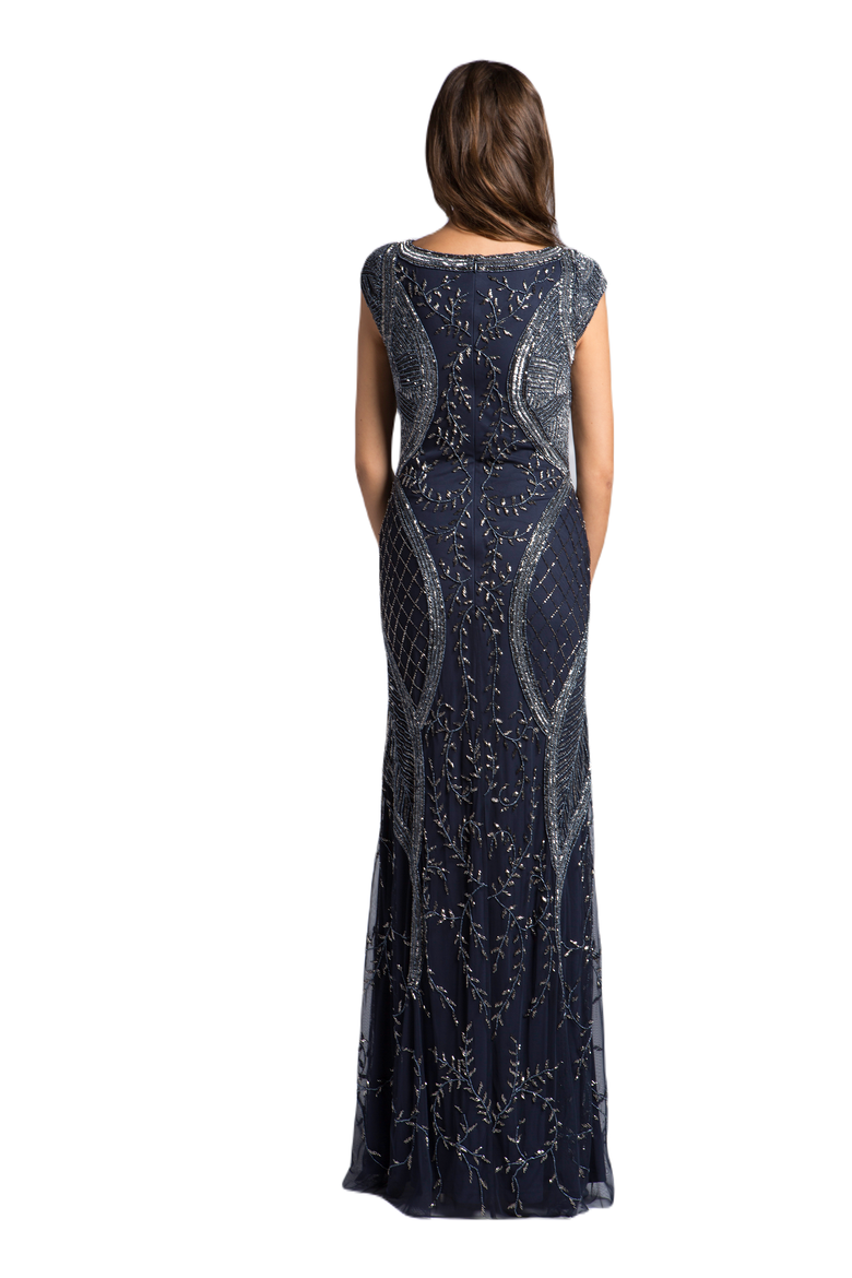 Cape Sleeve Modestly Covered Dress, Alternate, color, Navy