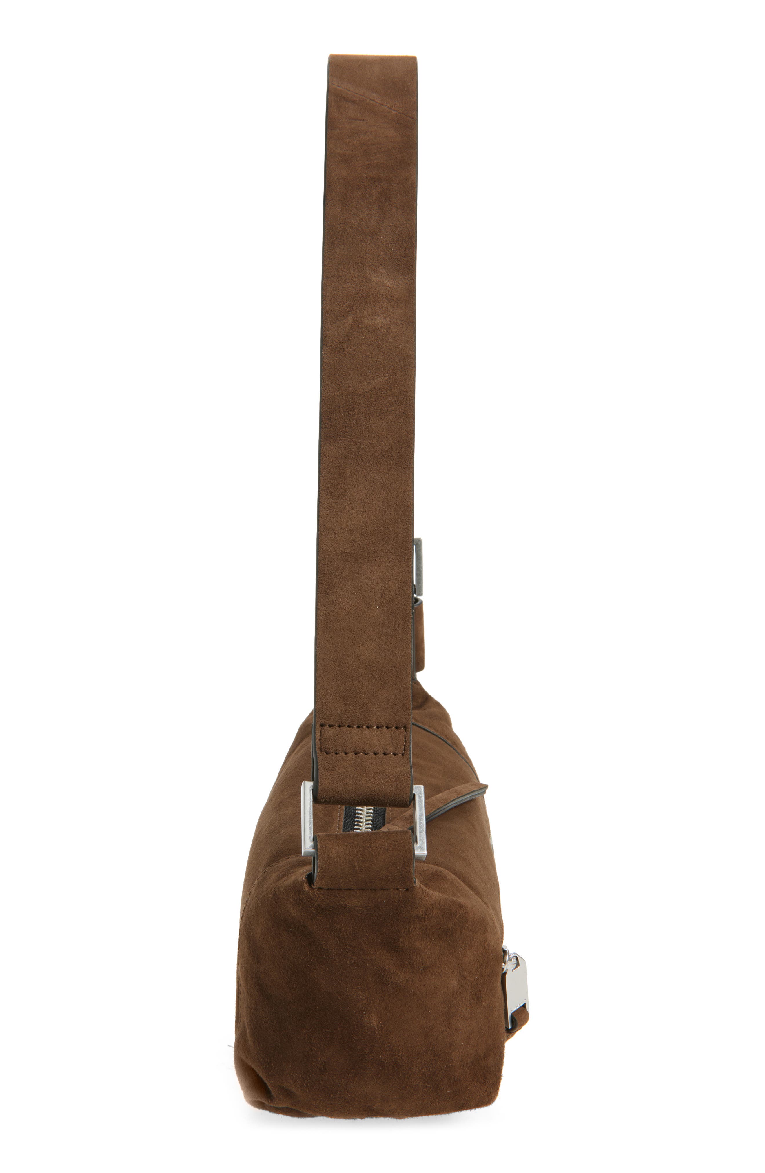 AllSaints Mini Vega Suede Shoulder Bag, Alternate, color, Fango Brown