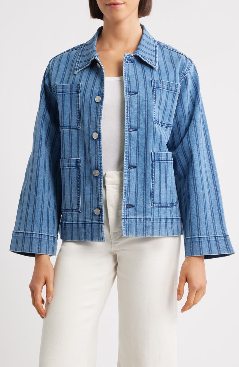 CITY BLUES Stripe Denim Jacket, Main, color, Indigo