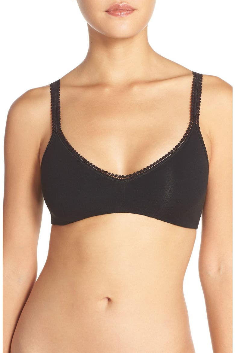 Stretch Cotton Bralette, Main, color, BLACK