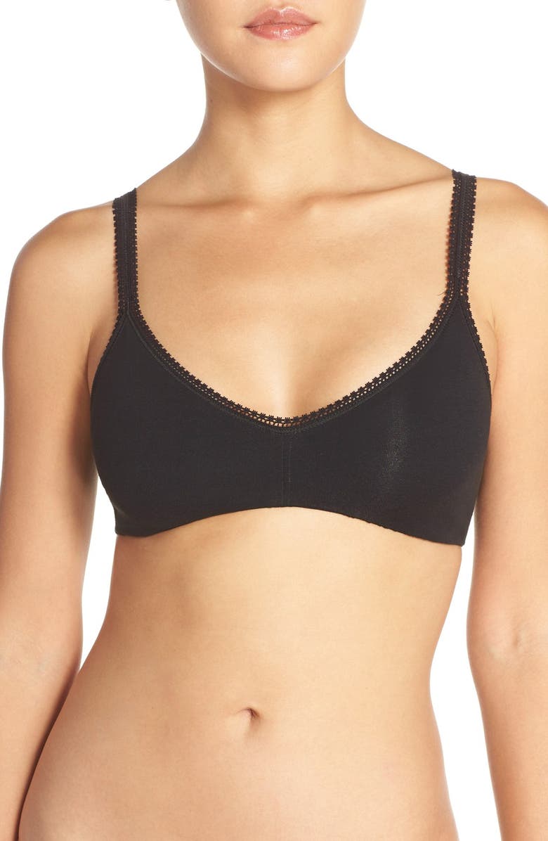 On Gossamer Stretch Cotton Bralette, Main, color, Black