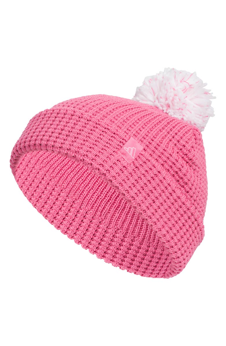 adidas Kids' Pompom Beanie, Main, color, Medium Pink
