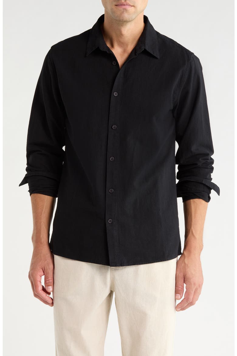 Classic Linen & Cotton Button-Up Shirt, Main, color, VINTAGE BLACK