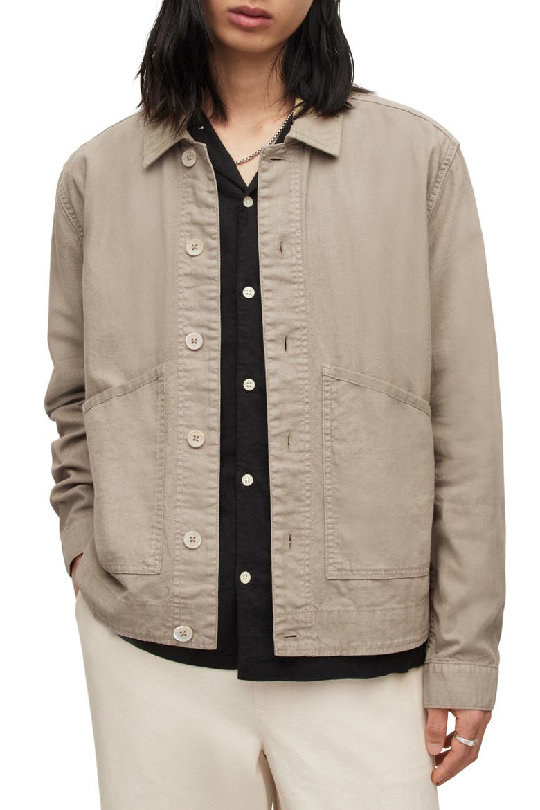 Bruc Linen & Cotton Shirt Jacket, Main, color, DUSTY TAUPE