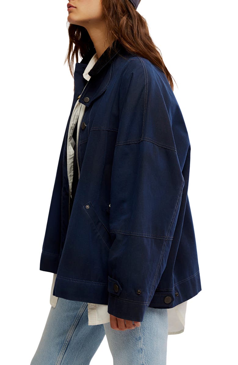 Free People Cori Waxed Cotton Jacket, Alternate, color, Sapphire