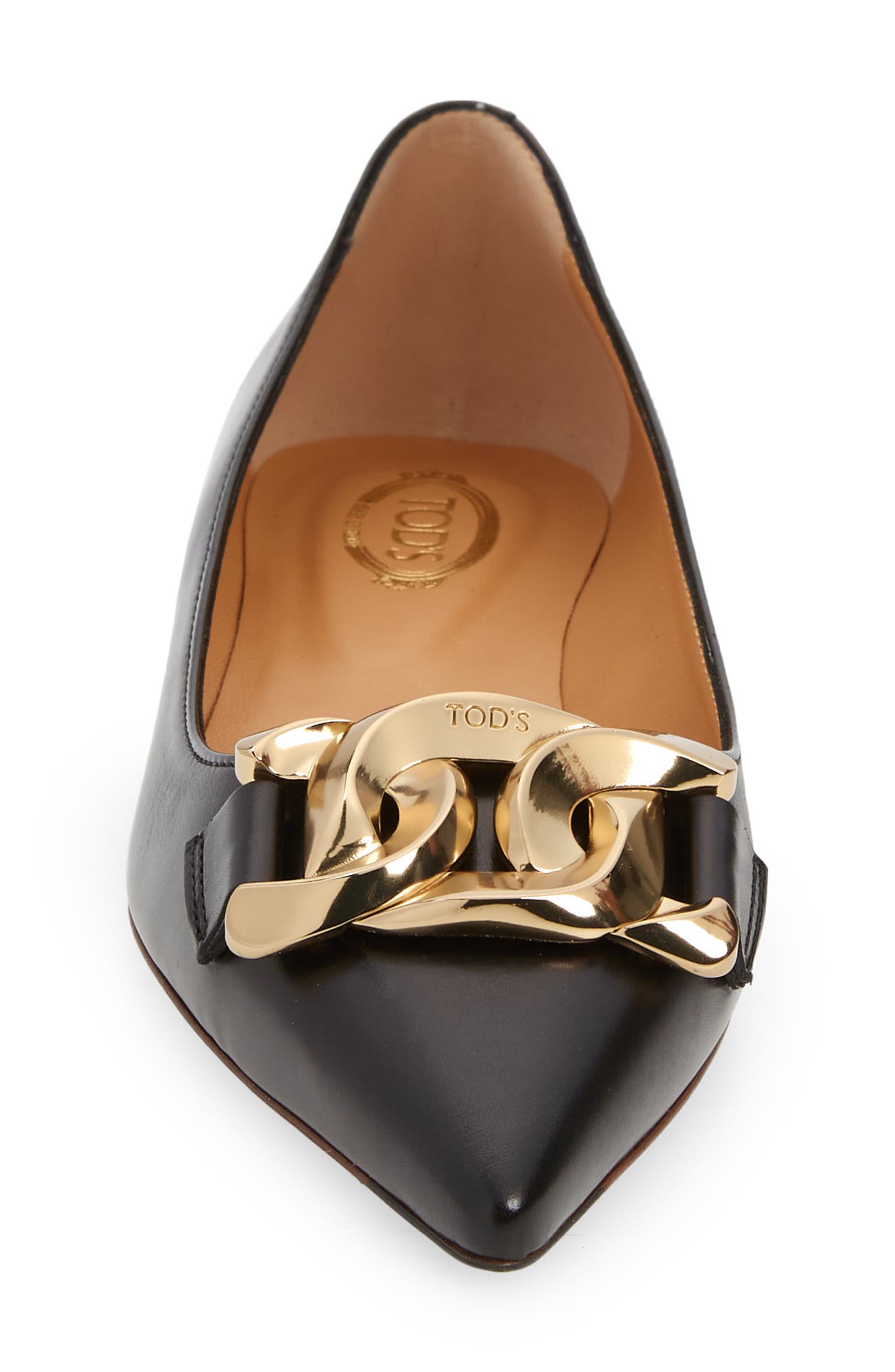 Tod's Kate Chain Detail Pointed Toe Flat, Alternate, color, 