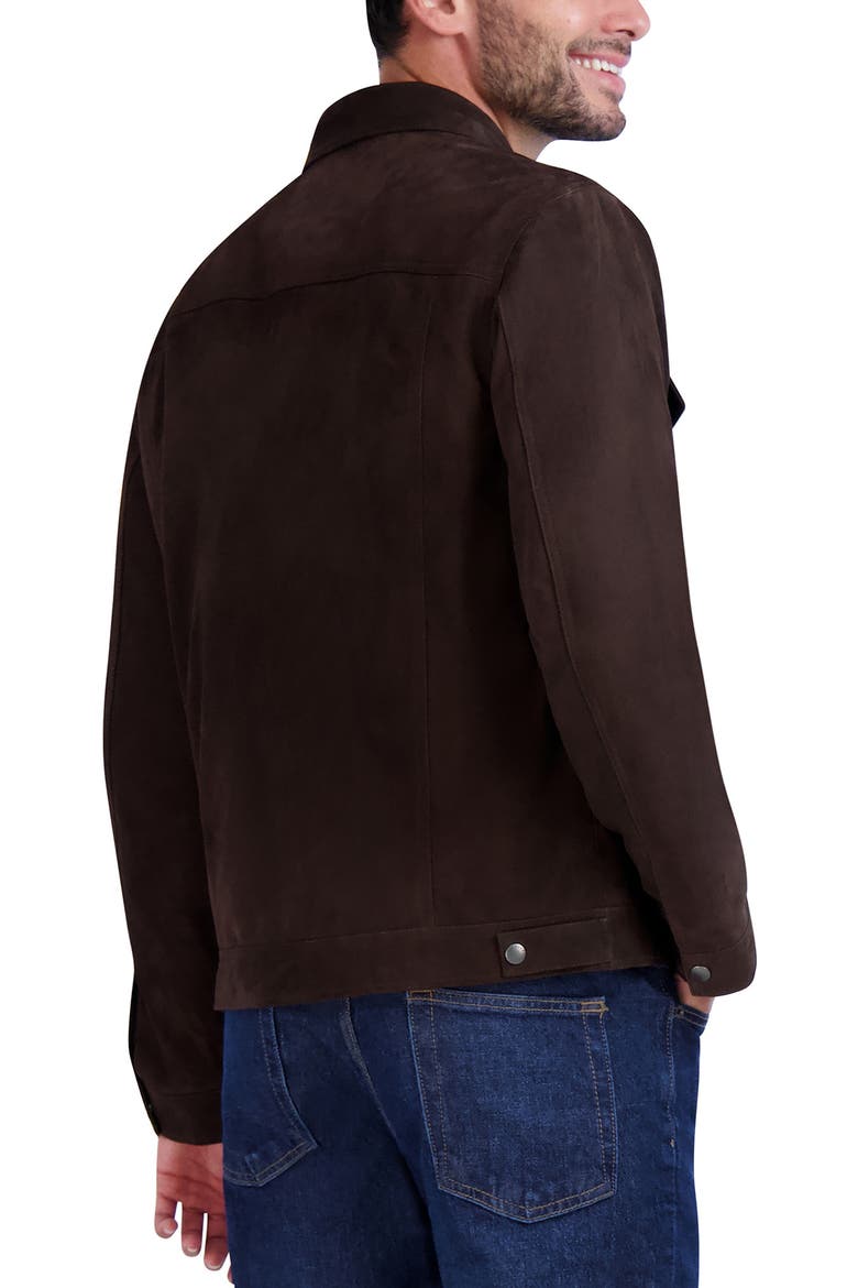 Suede Trucker Jacket, Alternate, color, DARK CHOCOLATE