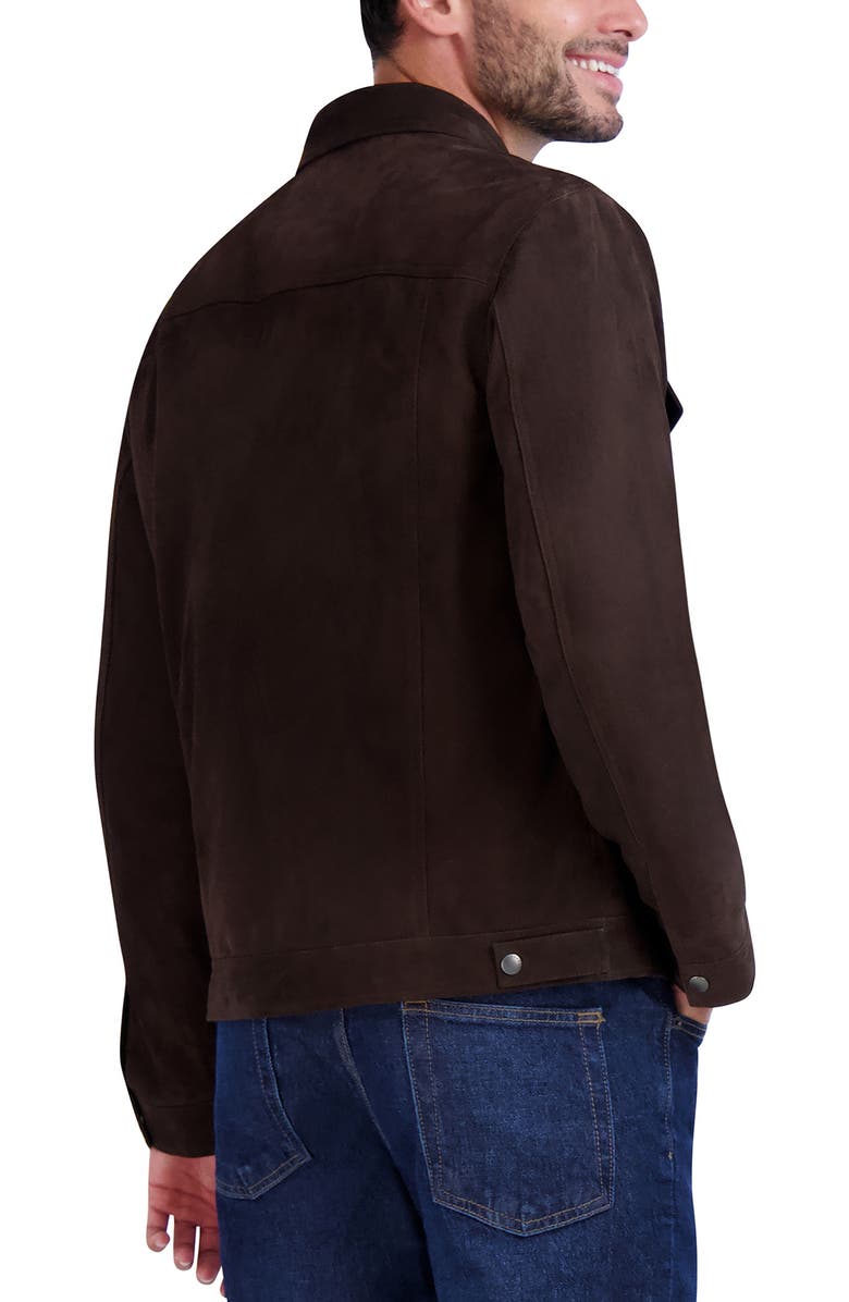 Cole Haan Suede Trucker Jacket, Alternate, color, Dark Chocolate