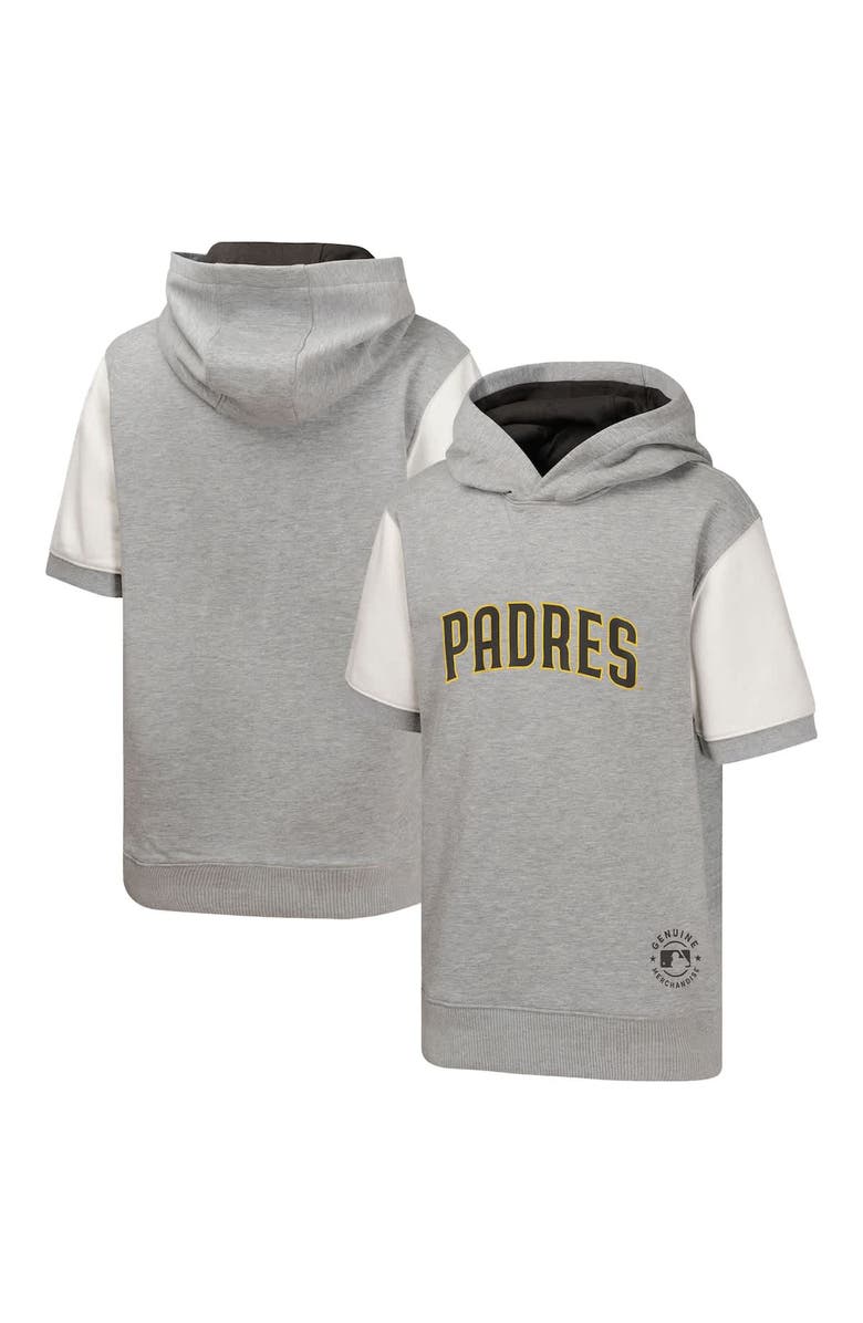 Outerstuff Youth  Heather Gray San Diego Padres Line Up Short Sleeve Pullover Hoodie, Main, color, 