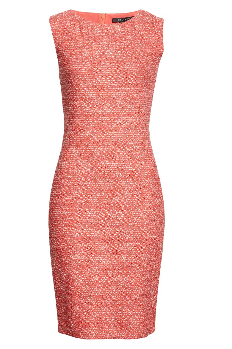 Marled Space Dyed Tweed Knit Dress, Alternate, color, CORAL MULTI
