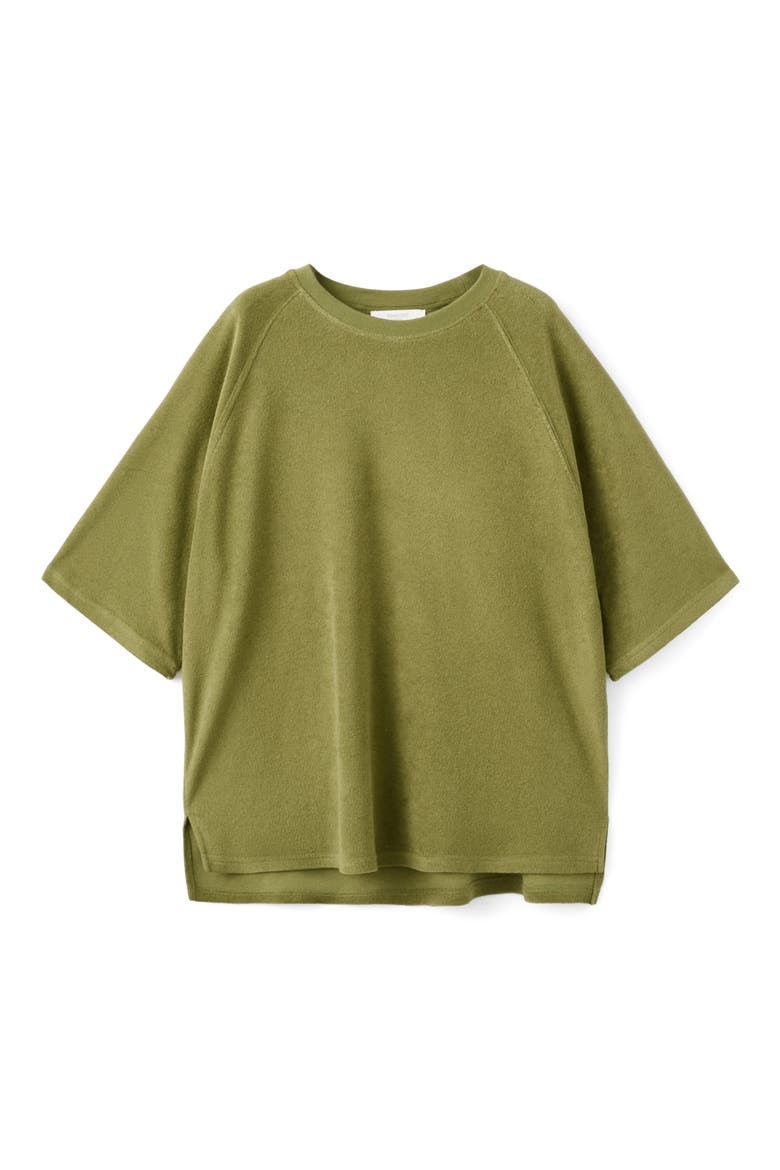 Cotton Blend Terry Pajama Top, Alternate, color, KHAKI GREEN