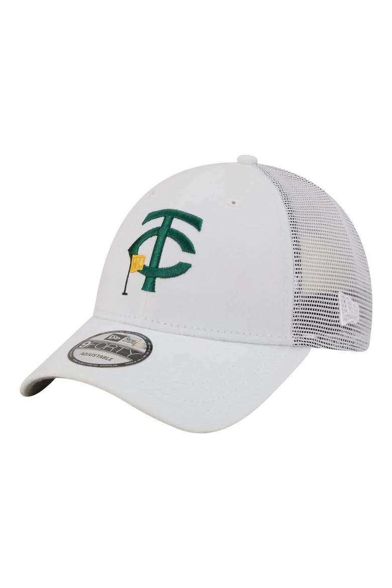 Men's New Era  White Minnesota Twins Flag 9FORTY Trucker Adjustable Hat, Main, color, White