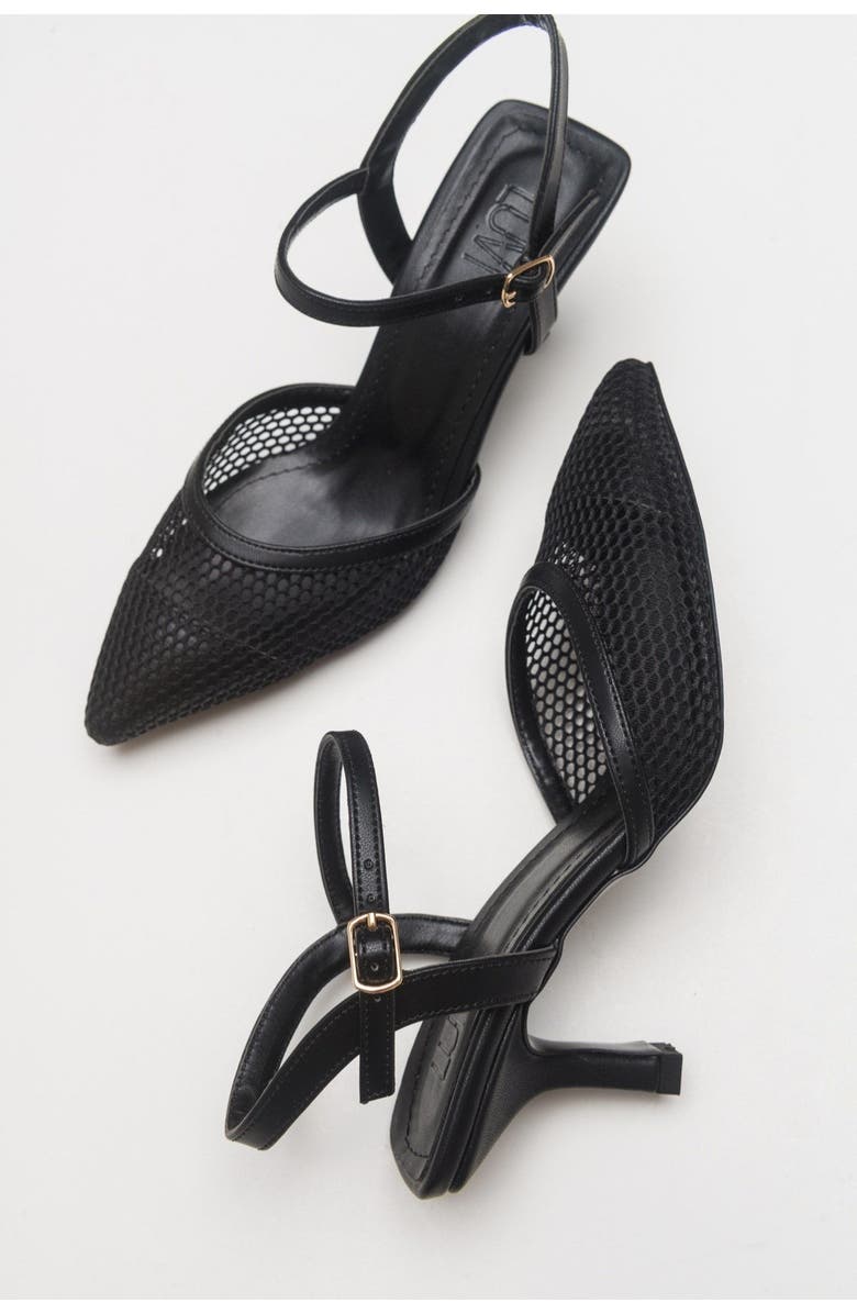 Prologue Shoes Chic Mesh Pointed Toe Pump, Alternate, color, Black