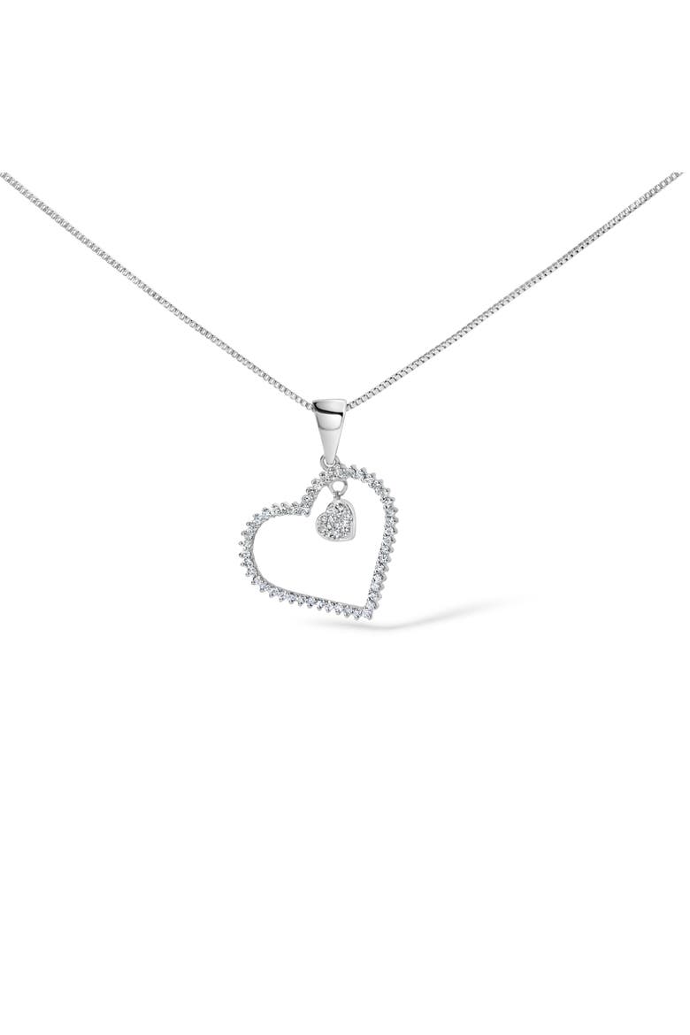 925 Sterling Silver 1/3ct TDW Diamond Heart Pendant Necklace, Main, color, Silver