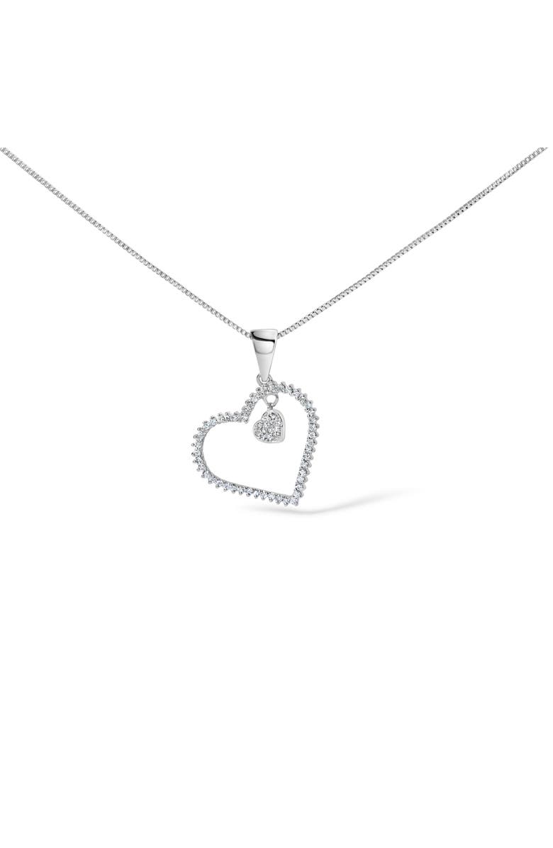 Haus of Brilliance 925 Sterling Silver 1/3ct TDW Diamond Heart Pendant Necklace, Main, color, Silver