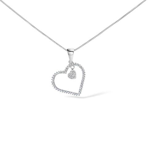 925 Sterling Silver 1/3ct TDW Diamond Heart Pendant Necklace