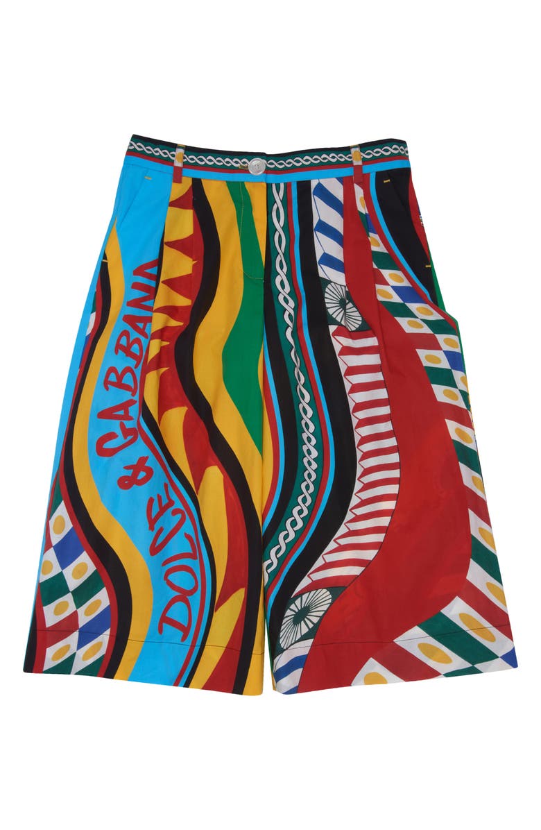 Dolce&Gabbana Kids' Carretto Siciliano Print Cotton Culottes, Main, color,