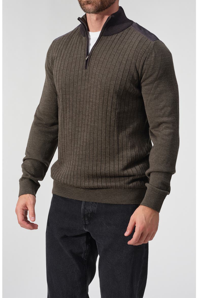 Cortona Ribbed Half-Zip Sweater, Alternate, color, BROWN