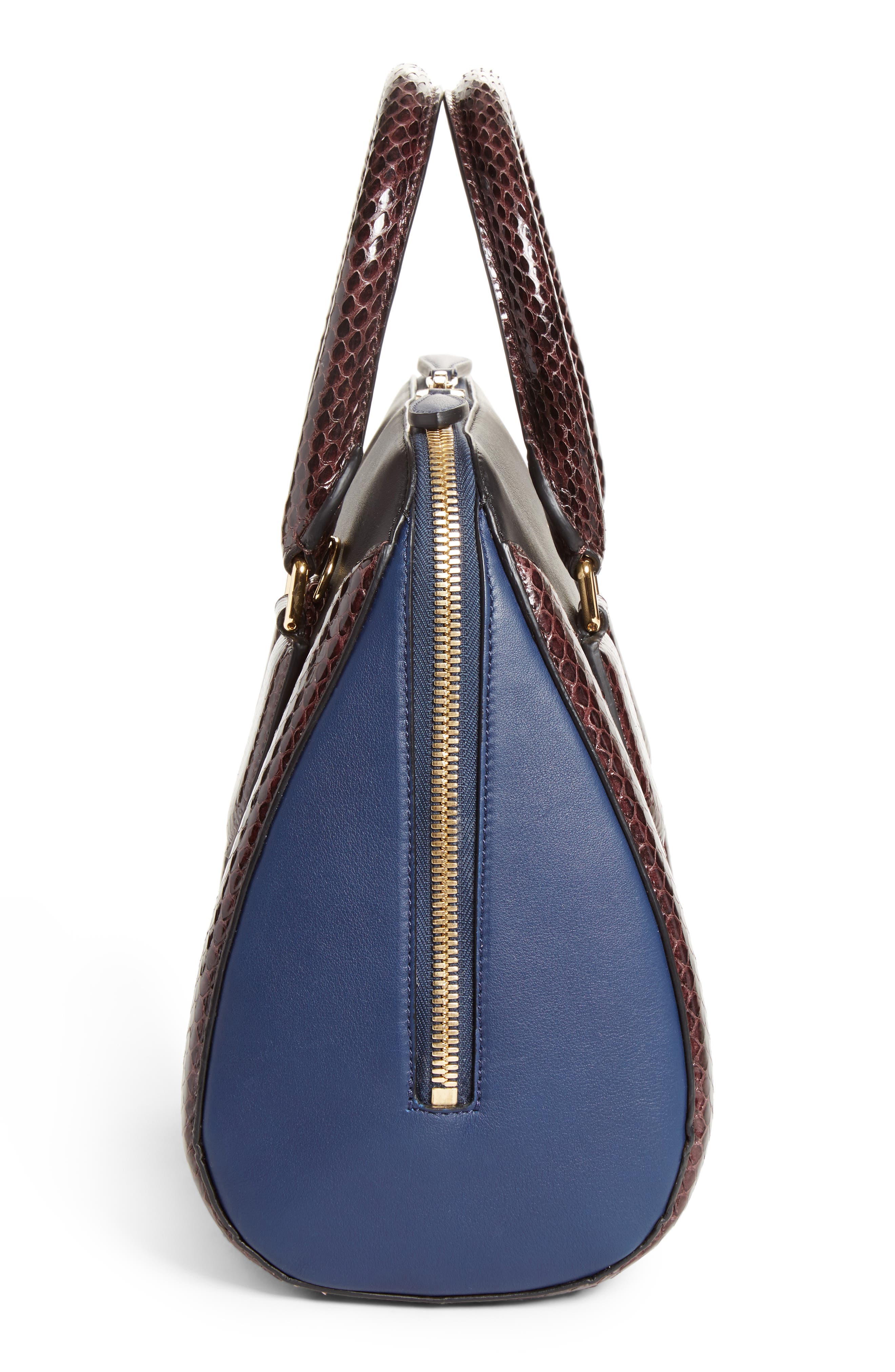 McQueen Alexander McQueen Medium Heroine Calfskin & Genuine Snakeskin Satchel, Alternate, color, 