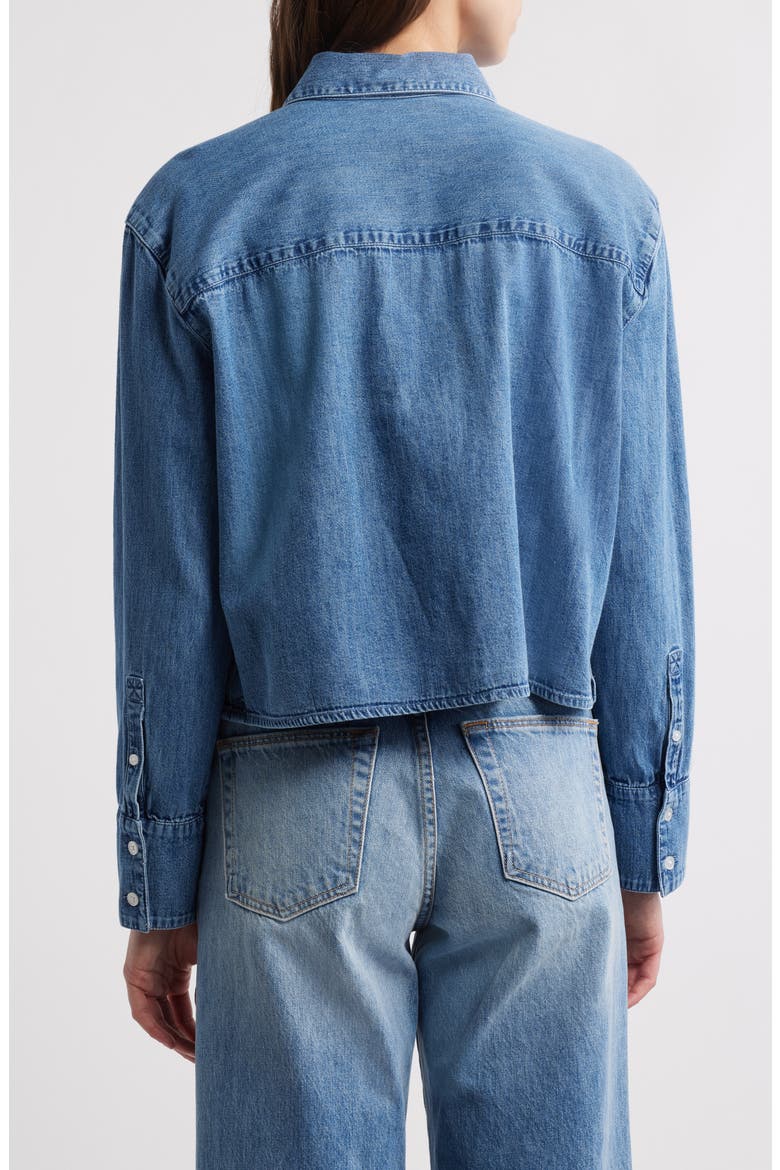 Chambray Crop Button-Up Shirt, Alternate, color, MEDIUM WASH