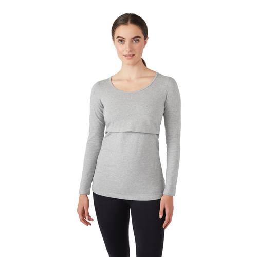 Modern Eternity Maternity Charlotte Long Sleeve Nursing & Maternity Top in Steel Grey  product