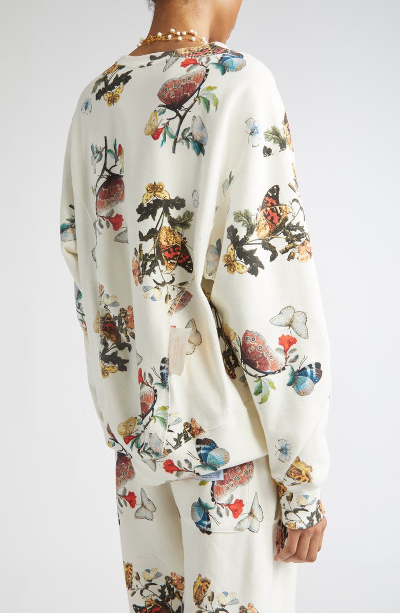 Undercover x Champion Floral & Butterfly Print Sweatshirt, Alternate, color, Ivory Base