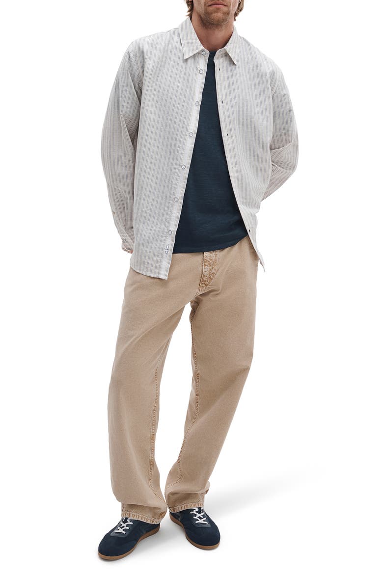 Finch Stripe Linen Blend Button-Up Shirt, Alternate, color, PATUS