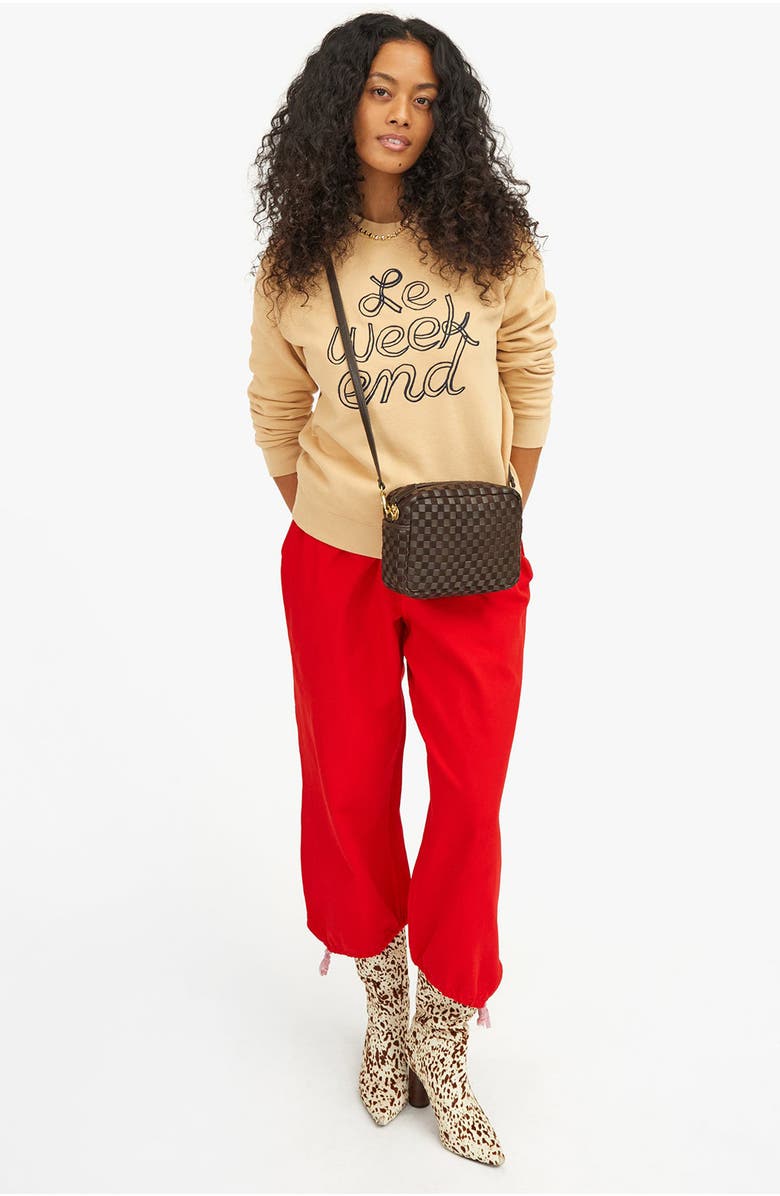 Clare V. Midi Sac Woven Leather Crossbody Bag, Alternate, color,