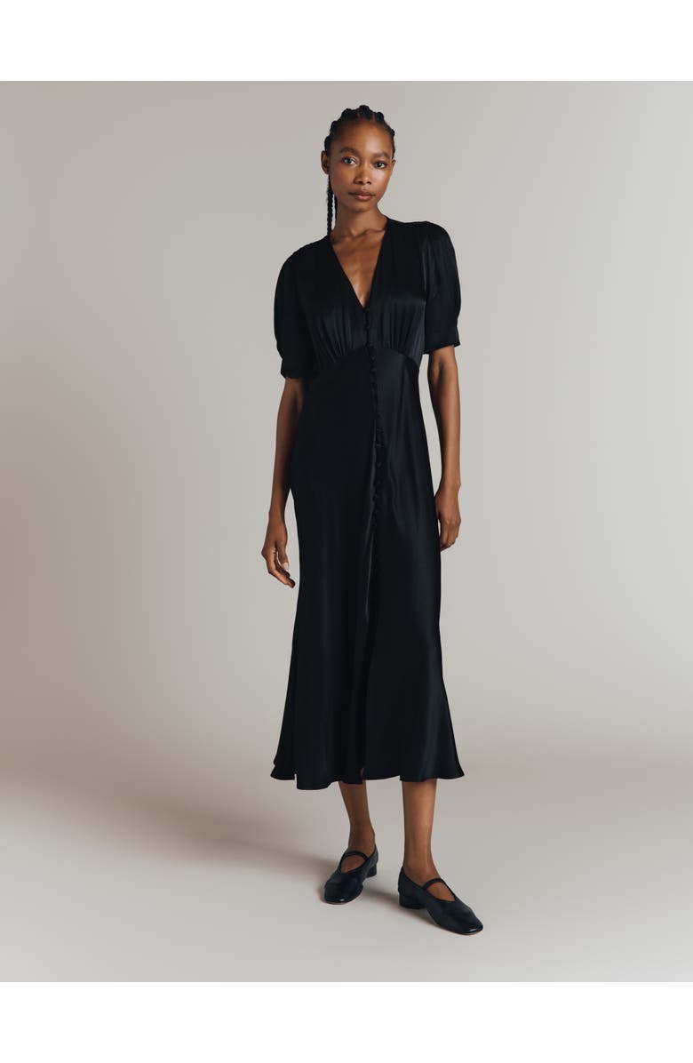 Ghost London Madison Satin Midi Dress, Alternate, color, Black