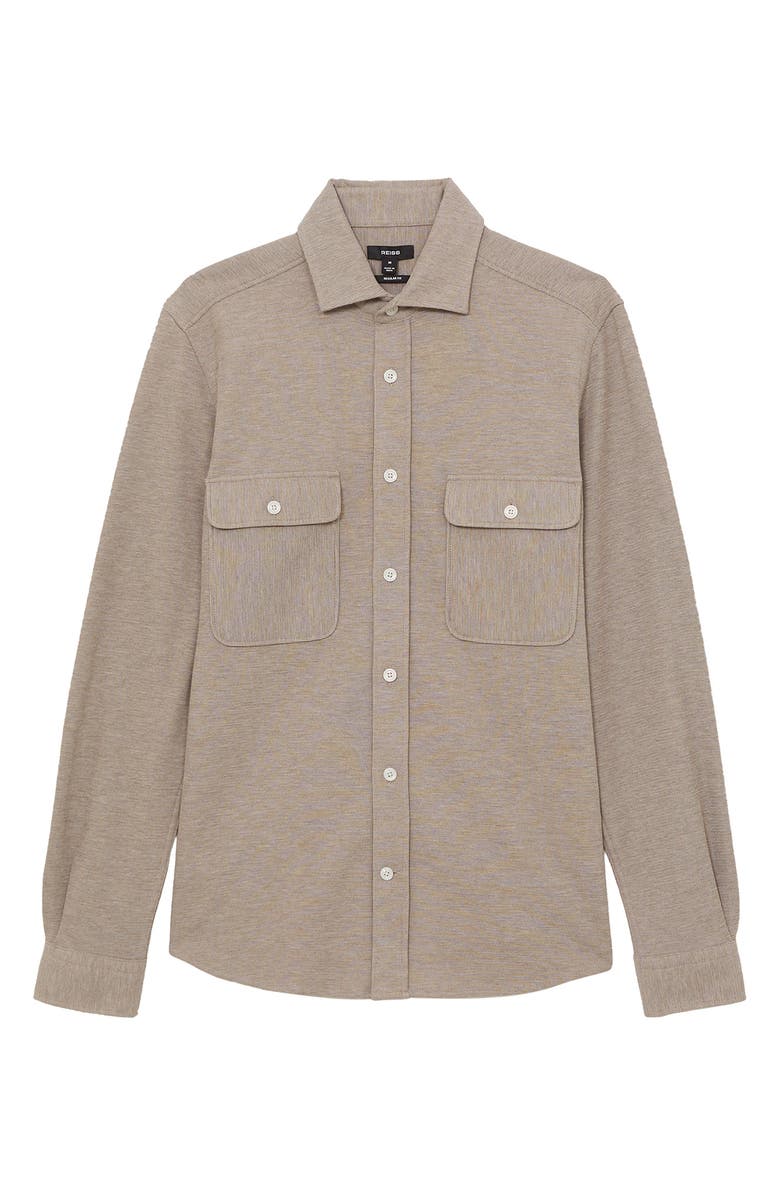 Reiss Forsithe Textured Overshirt, Alternate, color, Oatmeal Brown