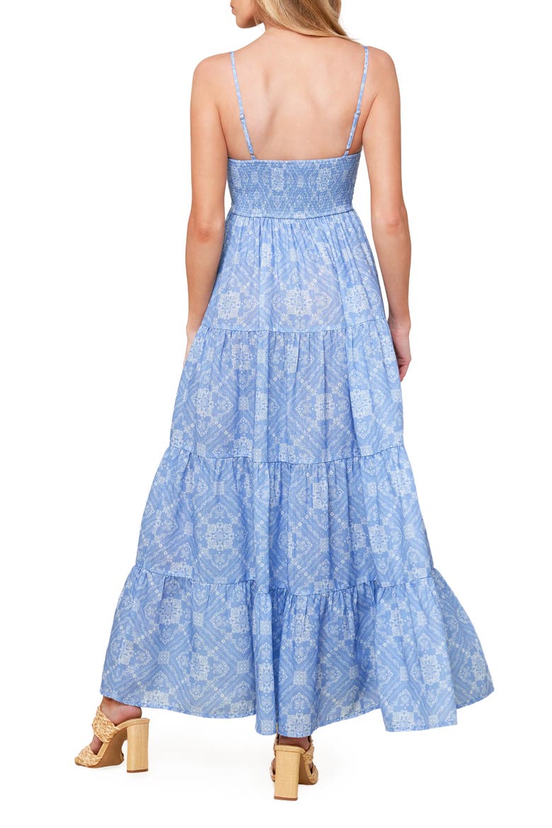 Bandana Print Tiered Maxi Dress, Alternate, color, SLATE BLUE