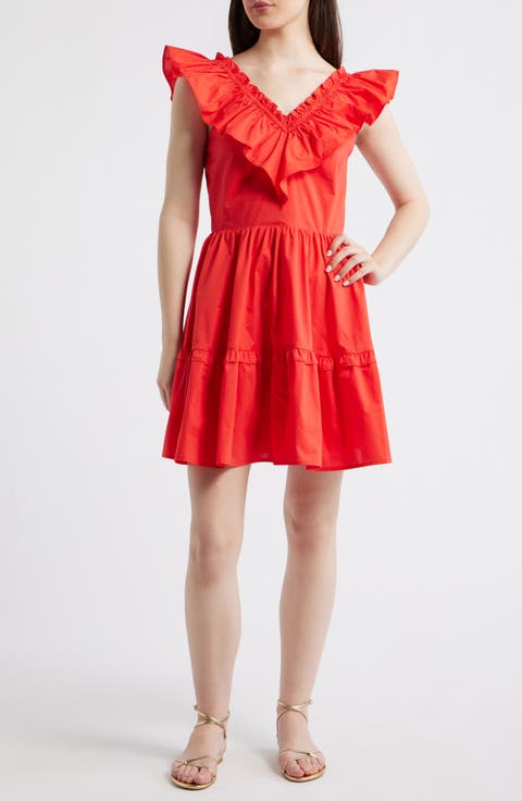 'Lil Alessandra Ruffle Tiered Cotton Fit & Flare Minidress