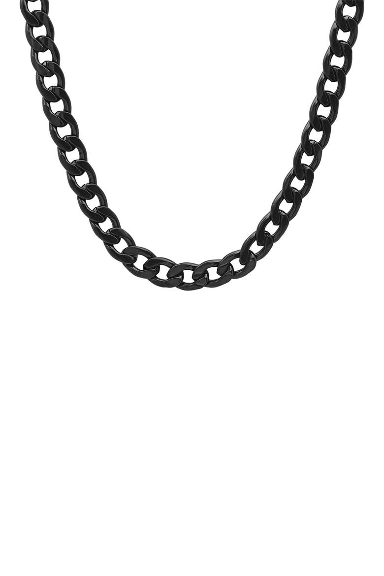 Men's Black IP Stainless Steel 24" Curb Chain Necklace, Main, color, METALLIC