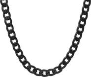 HMY JEWELRY Men's Black IP Stainless Steel 24" Curb Chain Necklace