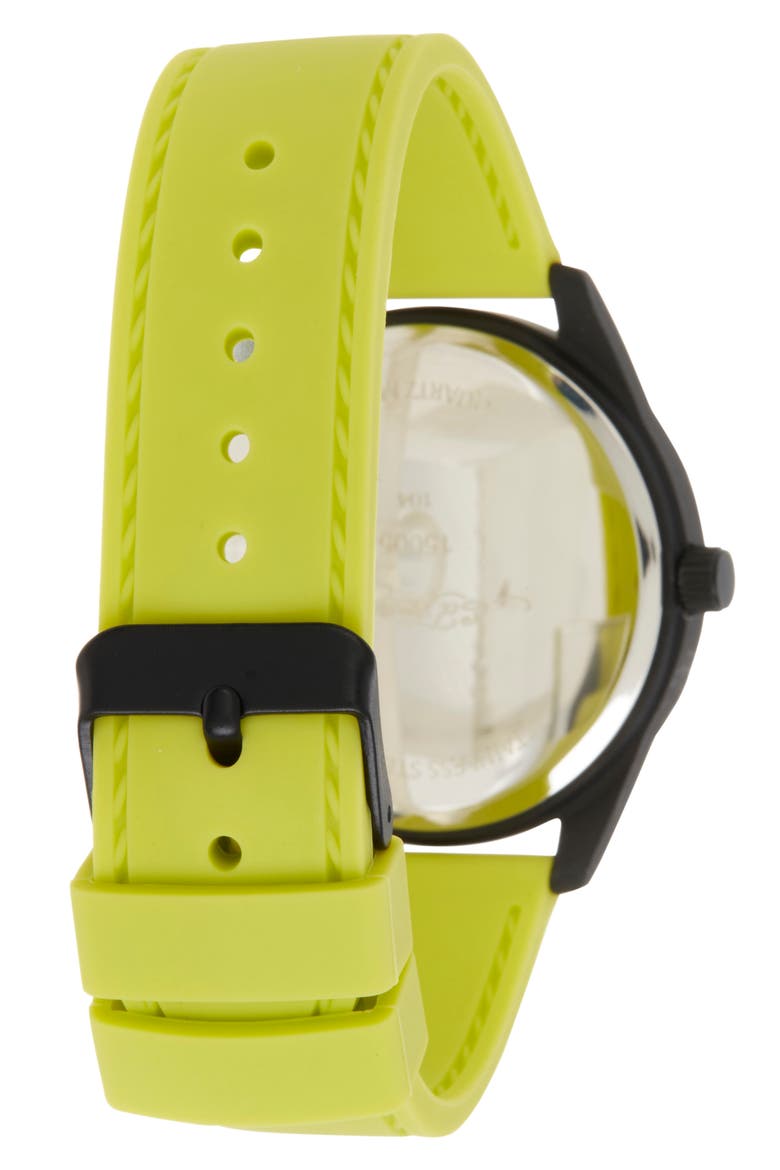 x Ed Hardy Silicone Strap Watch, 40mm, Alternate, color, MATTE NEON LIME