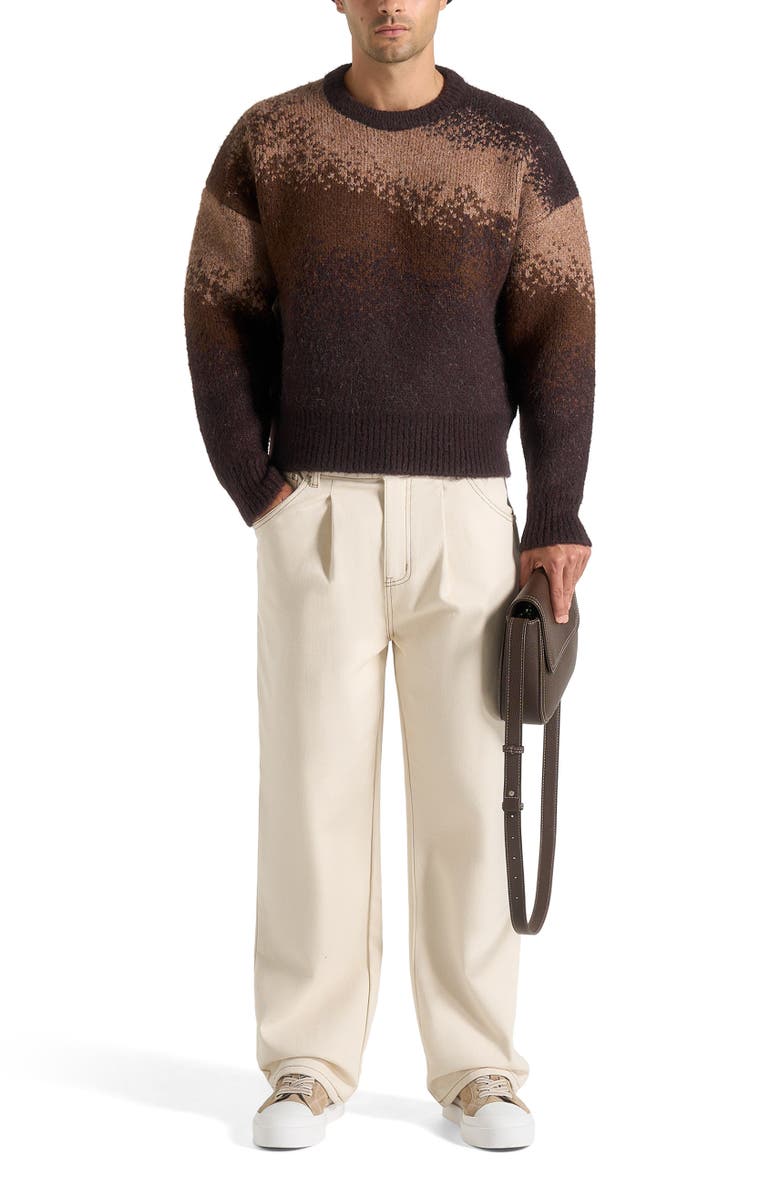 Manière De Voir Yani Ombre Wool Crewneck Sweater, Main, color, Brown