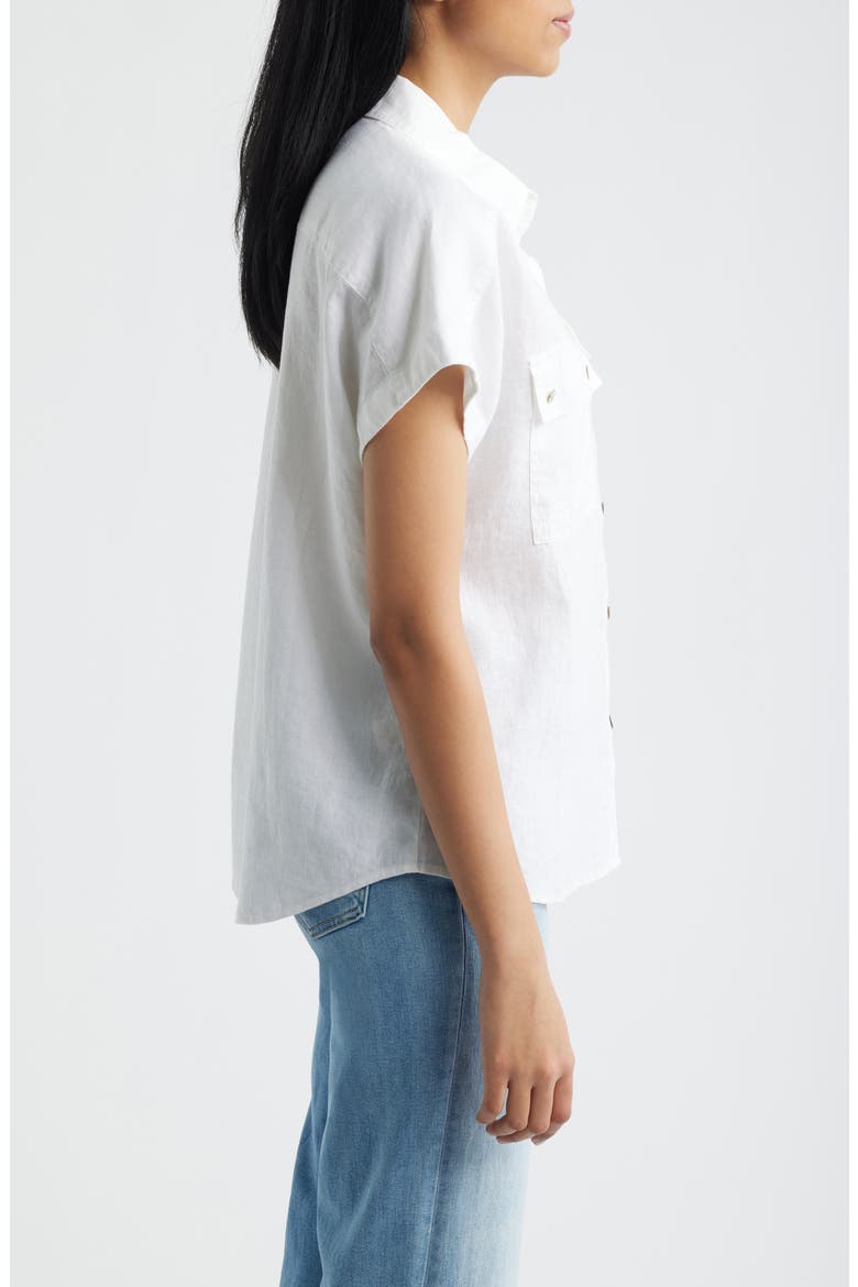 Castialina Utility Linen Button-Up Shirt, Alternate, color, WHITE