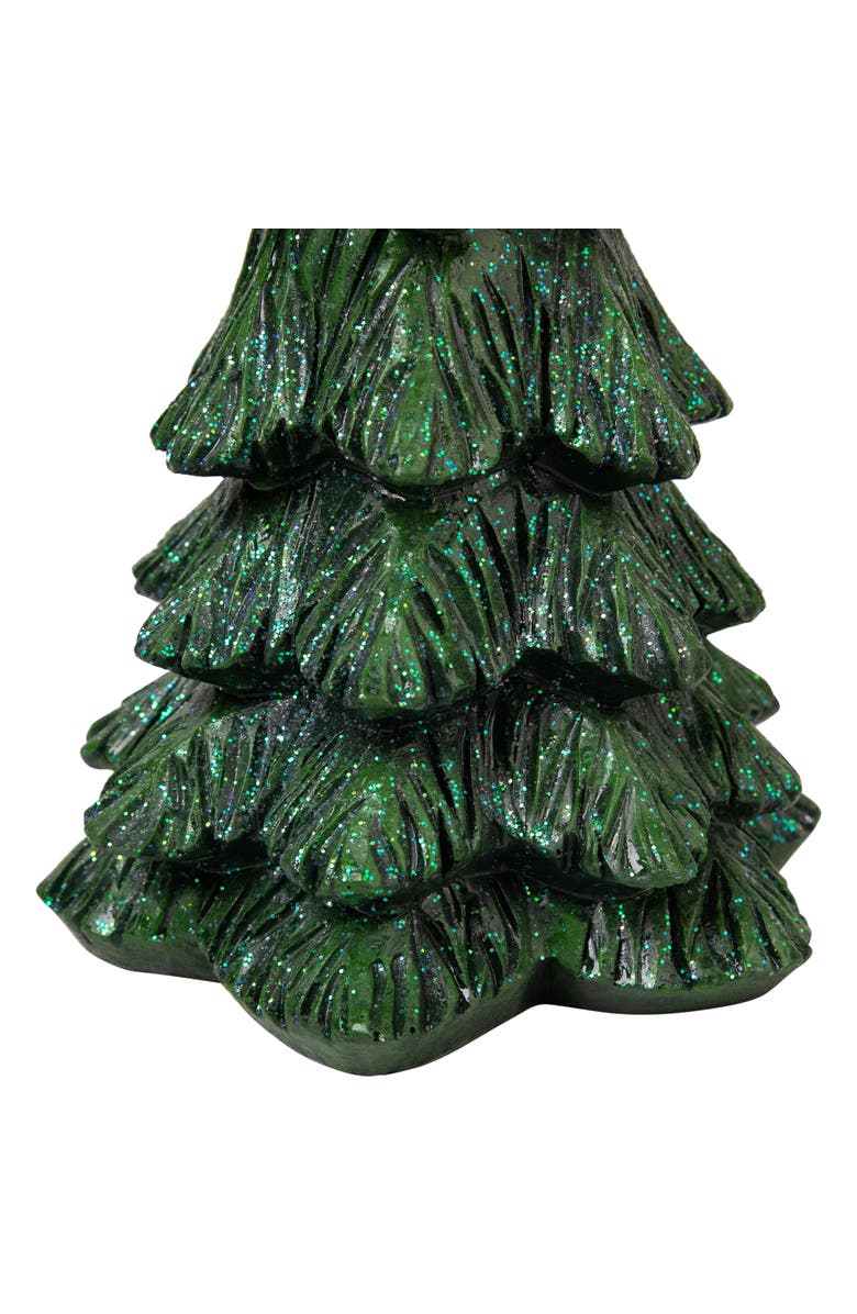Northlight Carved Glittery Trees Christmas Decorations - Set of 2 - Green, Alternate, color, Green