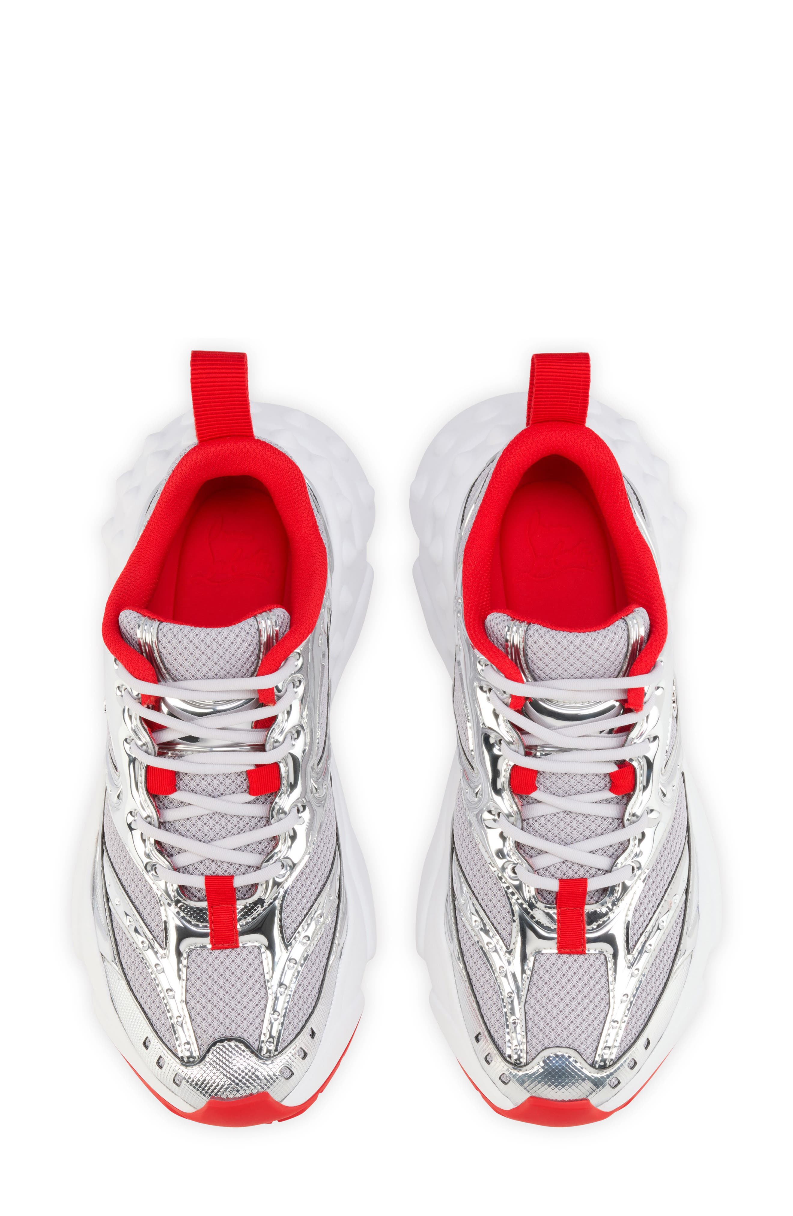 Christian Louboutin So Flo Sneaker, Alternate, color, Silver