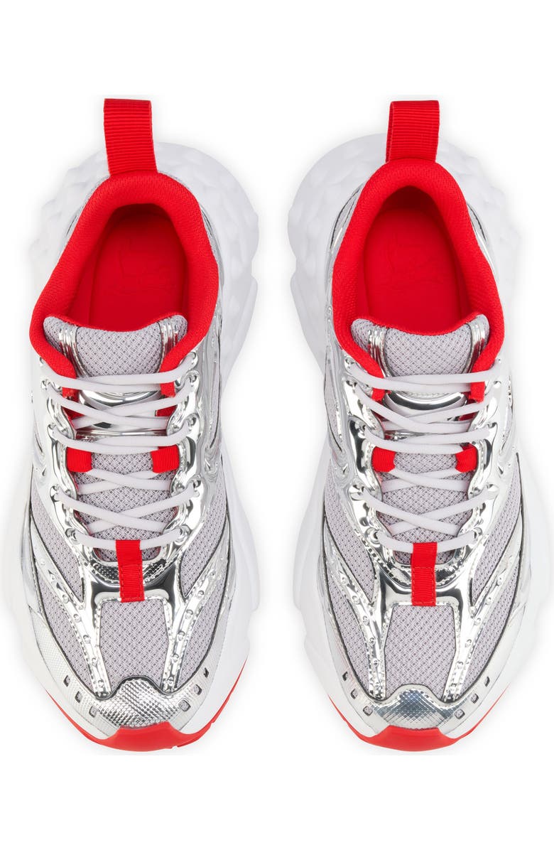 Christian Louboutin So Flo Sneaker, Alternate, color, Silver