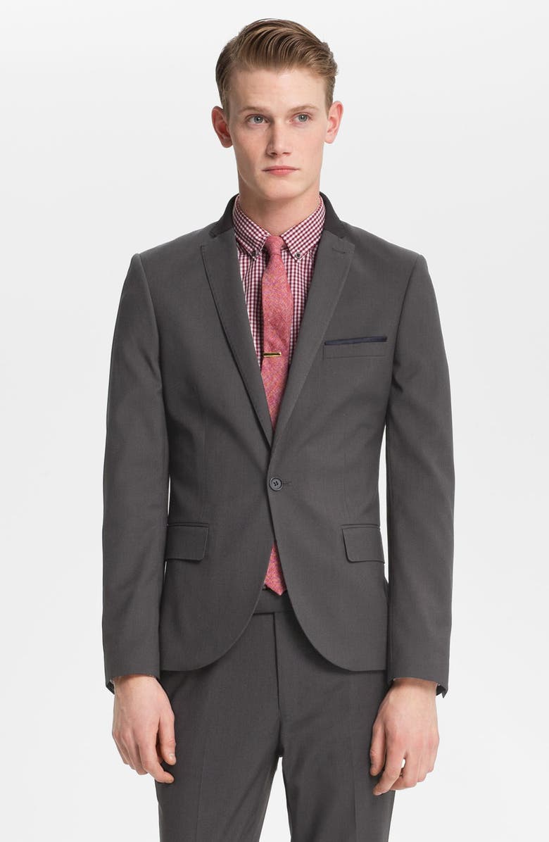 Topman Skinny One Button Blazer, Main, color, 
