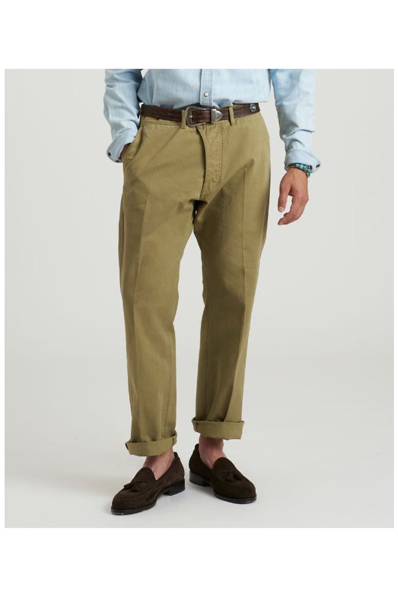 Reno Herringbone Cotton Trousers, Alternate, color, Olive Green