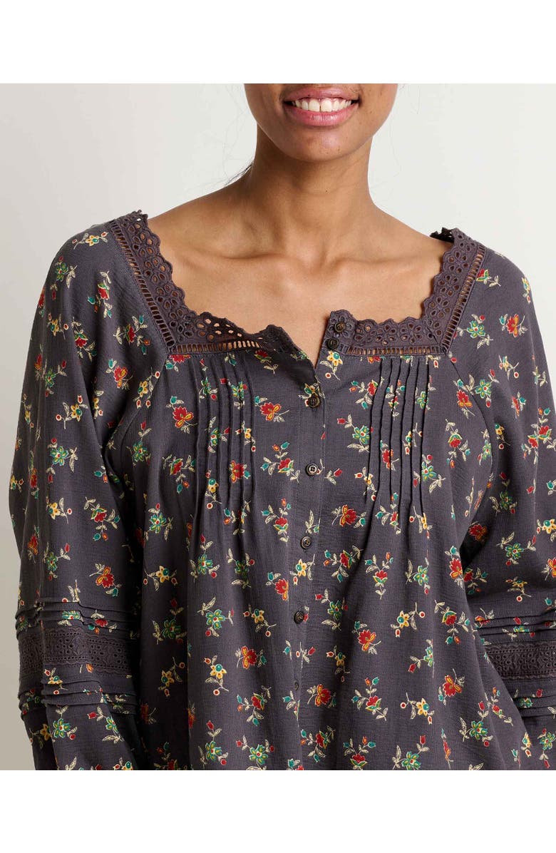 Toad & Co Manzana Peasant Long Sleeve Shirt, Alternate, color, Soot Graphic Print