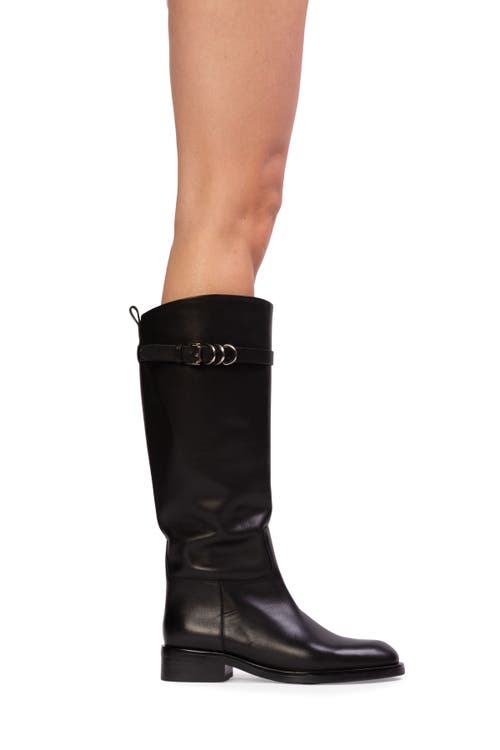 Black Suede Studio Ashley Leather Boot In Black