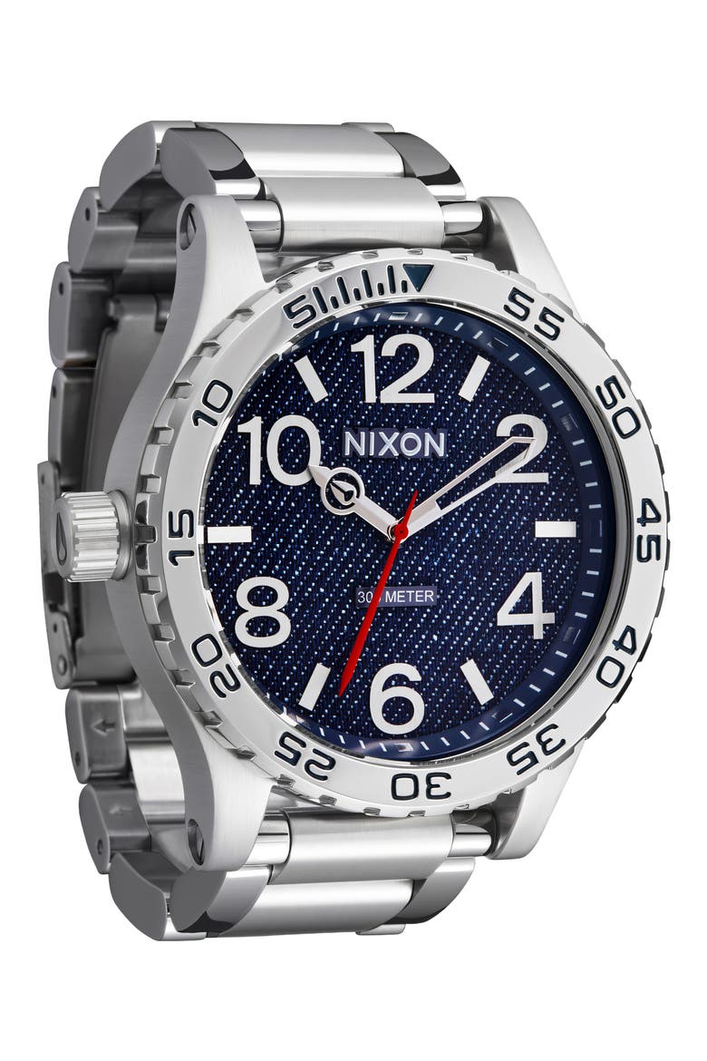 51-30 Quartz Bracelet Watch, 51mm, Alternate, color, SILVER / DENIM