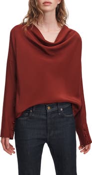 rag & bone Vinnie Cowl Neck Silk Top