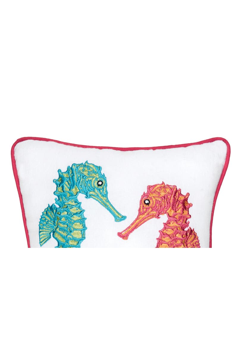 Seahorse Duo Mini Accent Pillow, 10" x 10", Alternate, color, White