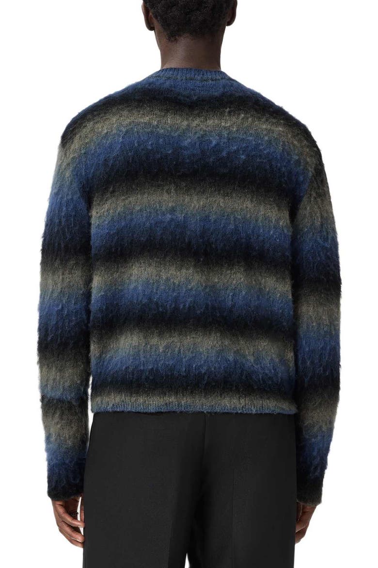 Halley Ombré Stripe Crewneck Wool Blend Zip Cardigan, Alternate, color, BLUE/ GREY/ BLACK