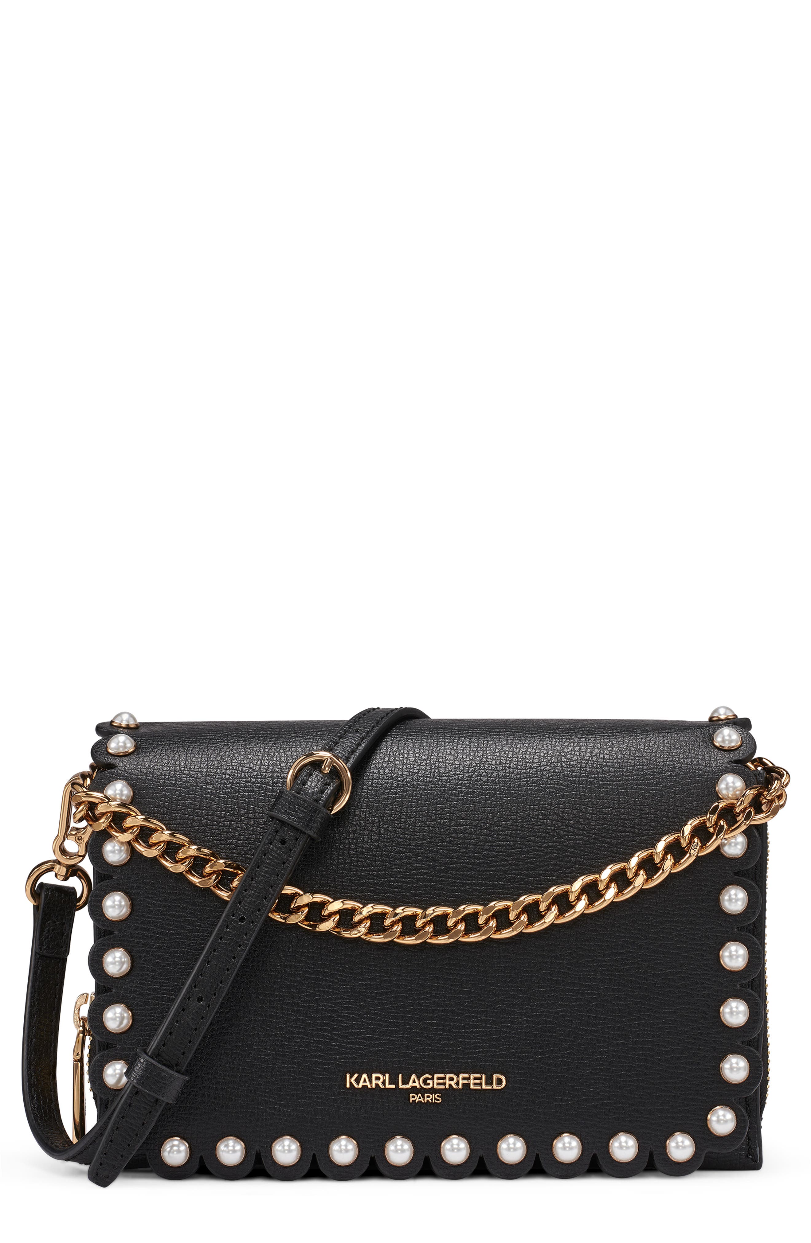 KARL LAGERFELD PARIS Lourdes Leather Crossbody